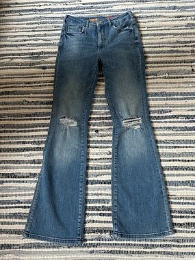 Pilcro The Icon Blue Distressed Flare Jeans Sz 26